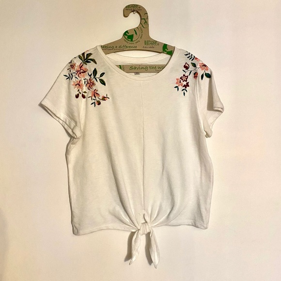 a new day Tops - A New Day Floral Tie front Shirt